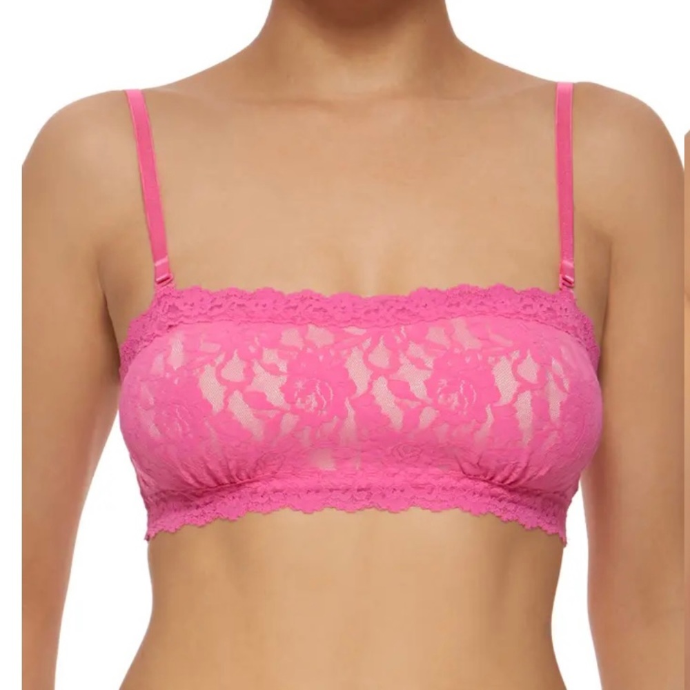 Hanky Panky Signature Lace Padded Bandeau Bra Hibiscus Pink Small 34 A B C $72